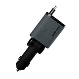 4-in-1 Car Charger Mobile Origin 50W with USB-C and USB-A Ports and Retractable USB-C and Lightning Cable - Grey