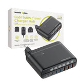 6-in-1 Travel Adapter for EU/UK/US Mobile Origin - 3x USB-C + 3x USB-A – Black