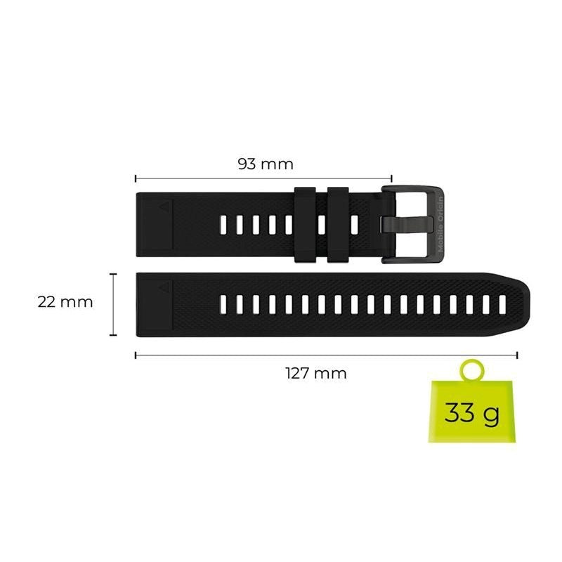 Universal Garmin 22mm QuickFit Mobile Origin Easy Strap Silicone Strap - Black