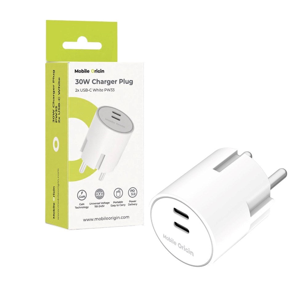 Fast Charger 30W Mobile Origin 2 x USB-C - White