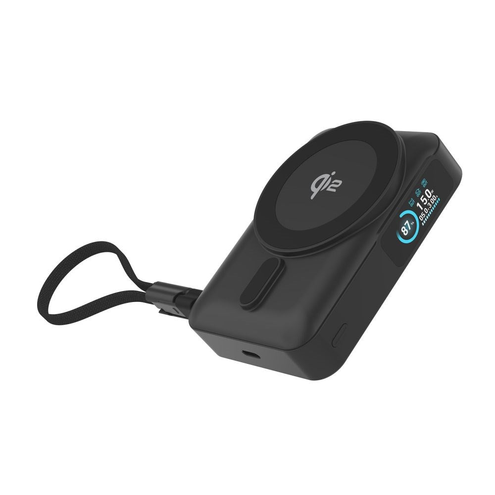 Mobile Origin 10,000mAh Powerbank with Wireless Charging / Built-in USB-C Cable - MagSafe / Qi2 Compatible - Black