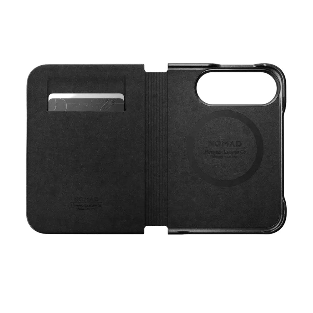 iPhone Duo Nomad Traditional Horween Leather Folio Case - MagSafe Compatible - Black