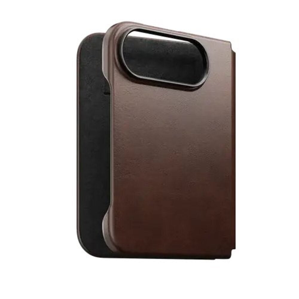 iPhone Duo Nomad Traditional Horween Leather Folio Case - MagSafe Compatible - Rustic Brown