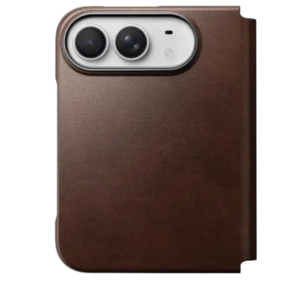 iPhone Duo Nomad Traditional Horween Leather Folio Case - MagSafe Compatible - Rustic Brown