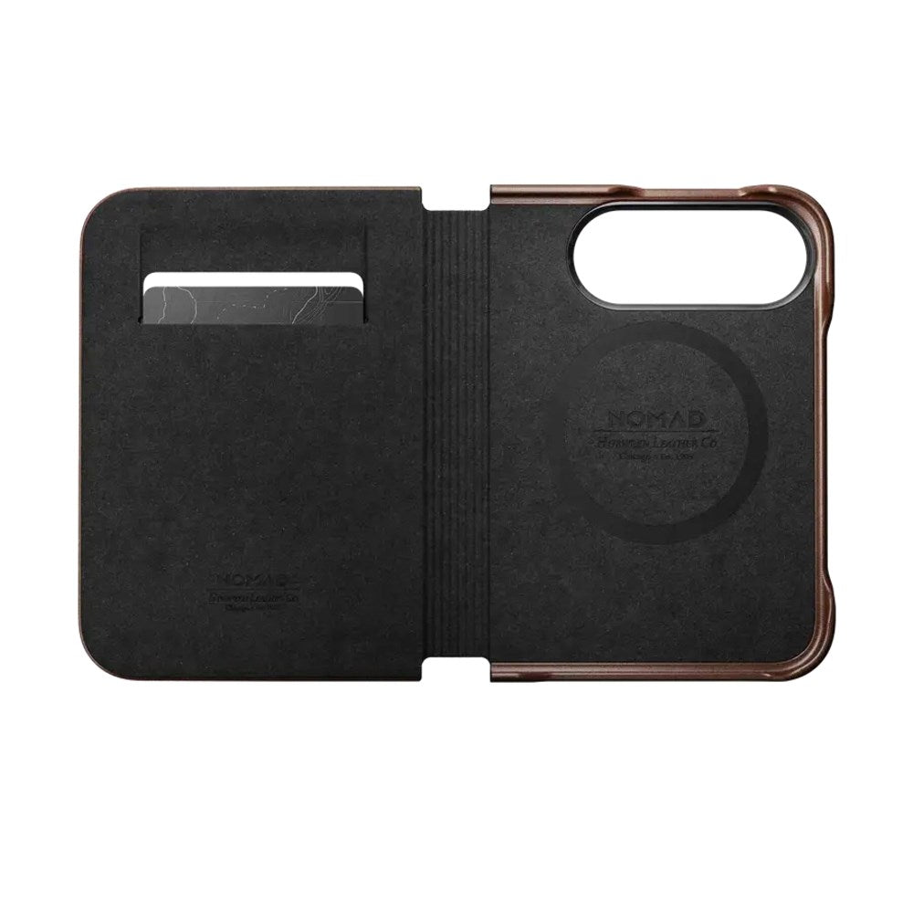 iPhone Duo Nomad Traditional Horween Leather Folio Case - MagSafe Compatible - Rustic Brown