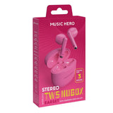 MUSIC HERO Nubox True Wireless Stereo In-Ear Headphones - Pink