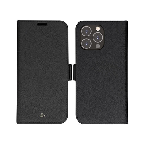 iPhone 14 Pro Max dbramante1928 New York 2-in-1 Genuine Leather Flip Case - Night Black