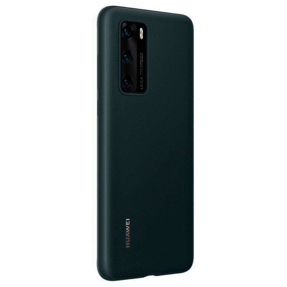 Original Huawei P40 PU Case - Black w. Green Cutter