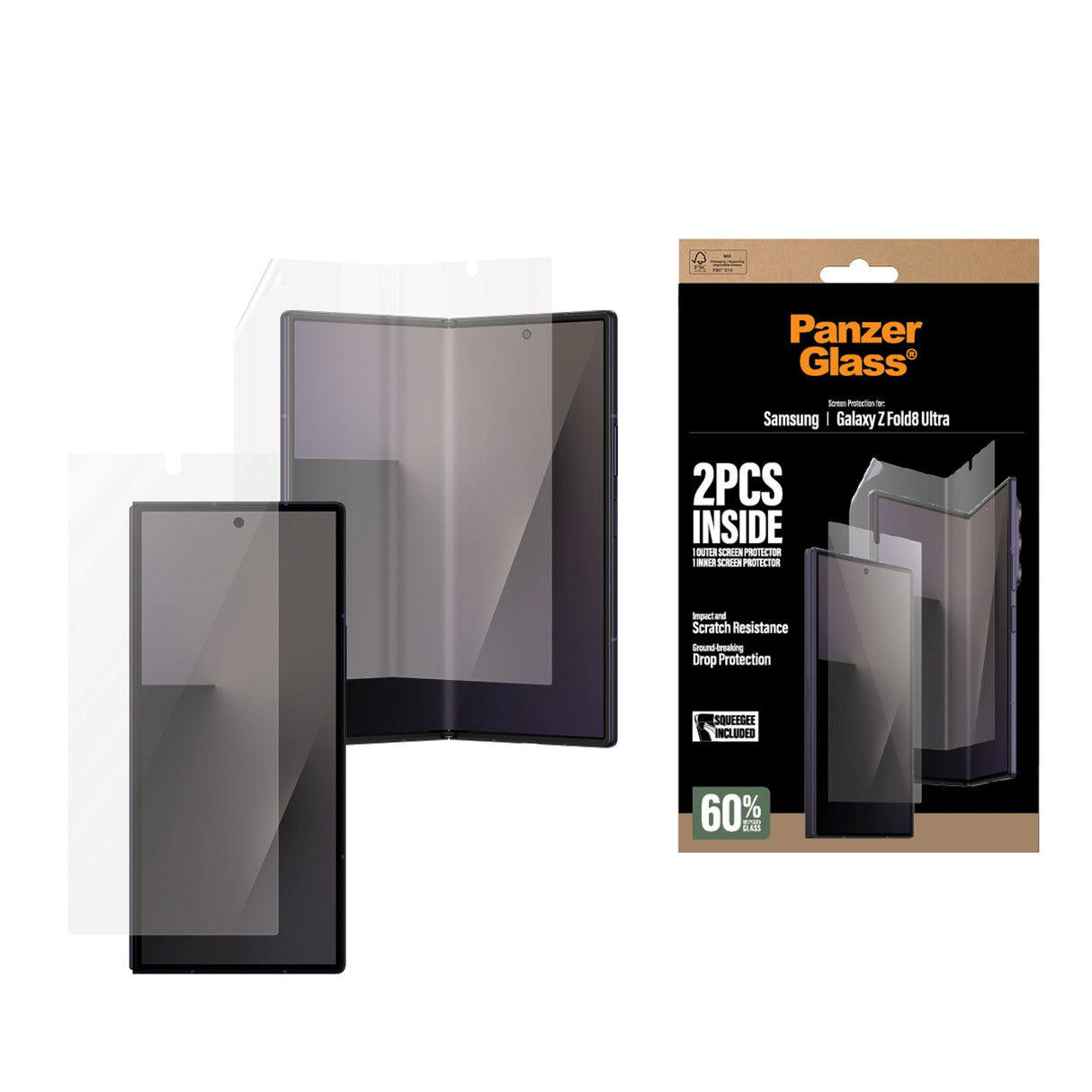 Samsung Galaxy Z Fold8 Ultra PanzerGlass® Screen Protector for Front and Interior Protection - Transparent