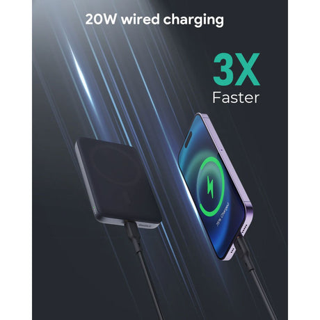 Aukey MagFusion 6,700mAh Powerbank with Wireless Charging & Stand Function - MagSafe / Qi2 Compatible - Black