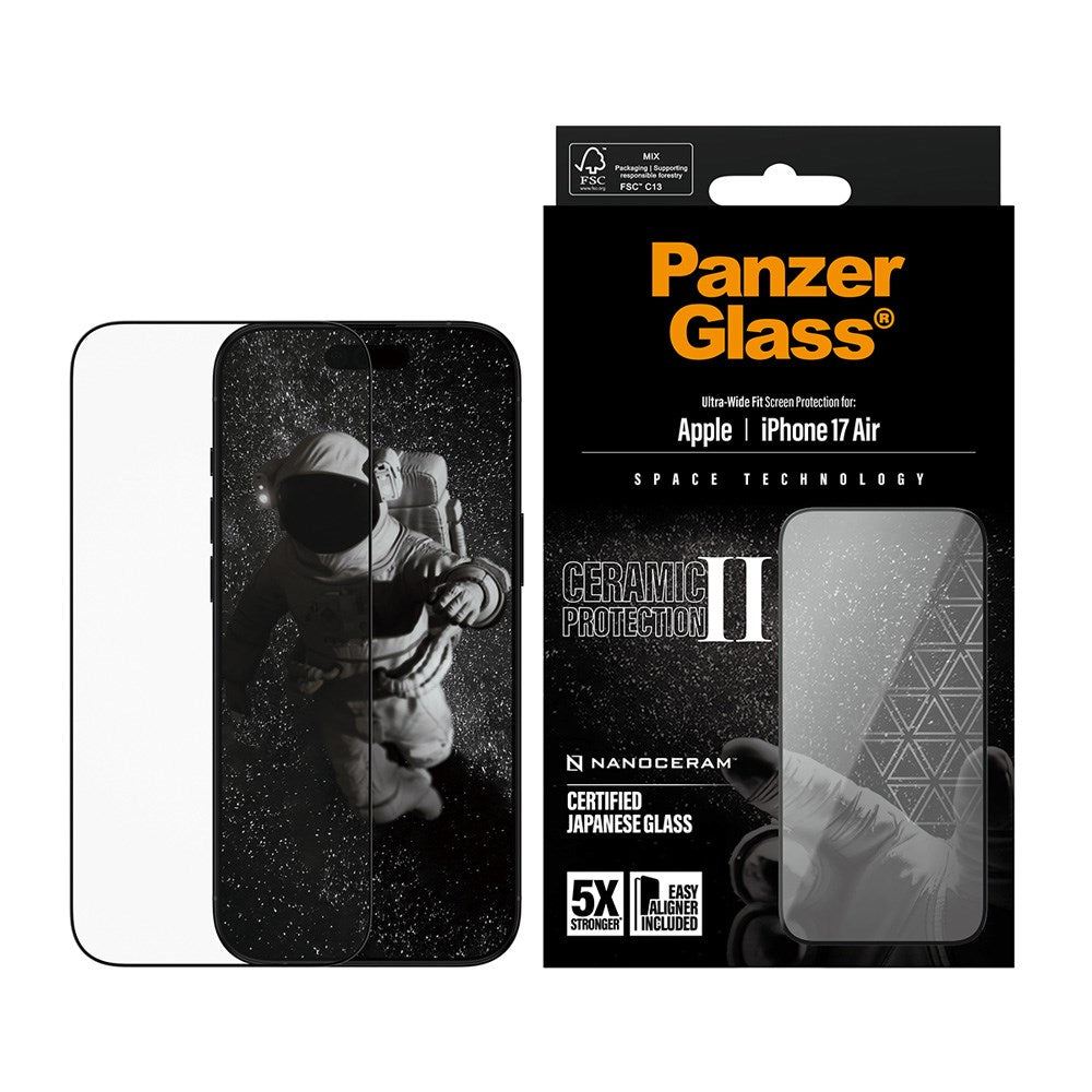 PanzerGlass iPhone Air Ceramic Screen Protection with EasyAligner - Ultra Wide Fit - Transparent