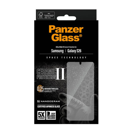 Samsung Galaxy S26 PanzerGlass Ceramic Screen Protection with EasyAligner - Ultra Wide Fit - Transparent