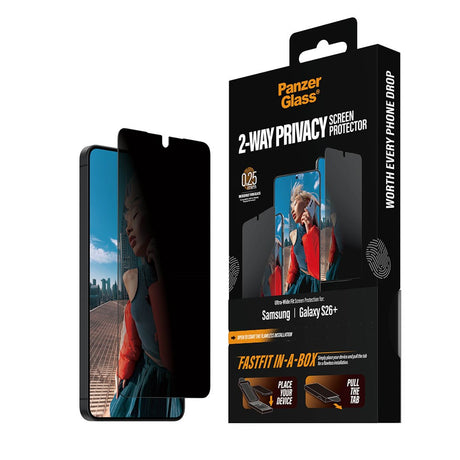 Samsung Galaxy S26+ (Plus) PanzerGlass 2-Way Privacy Screen Protection with FastFit In-A-Box - Transparent