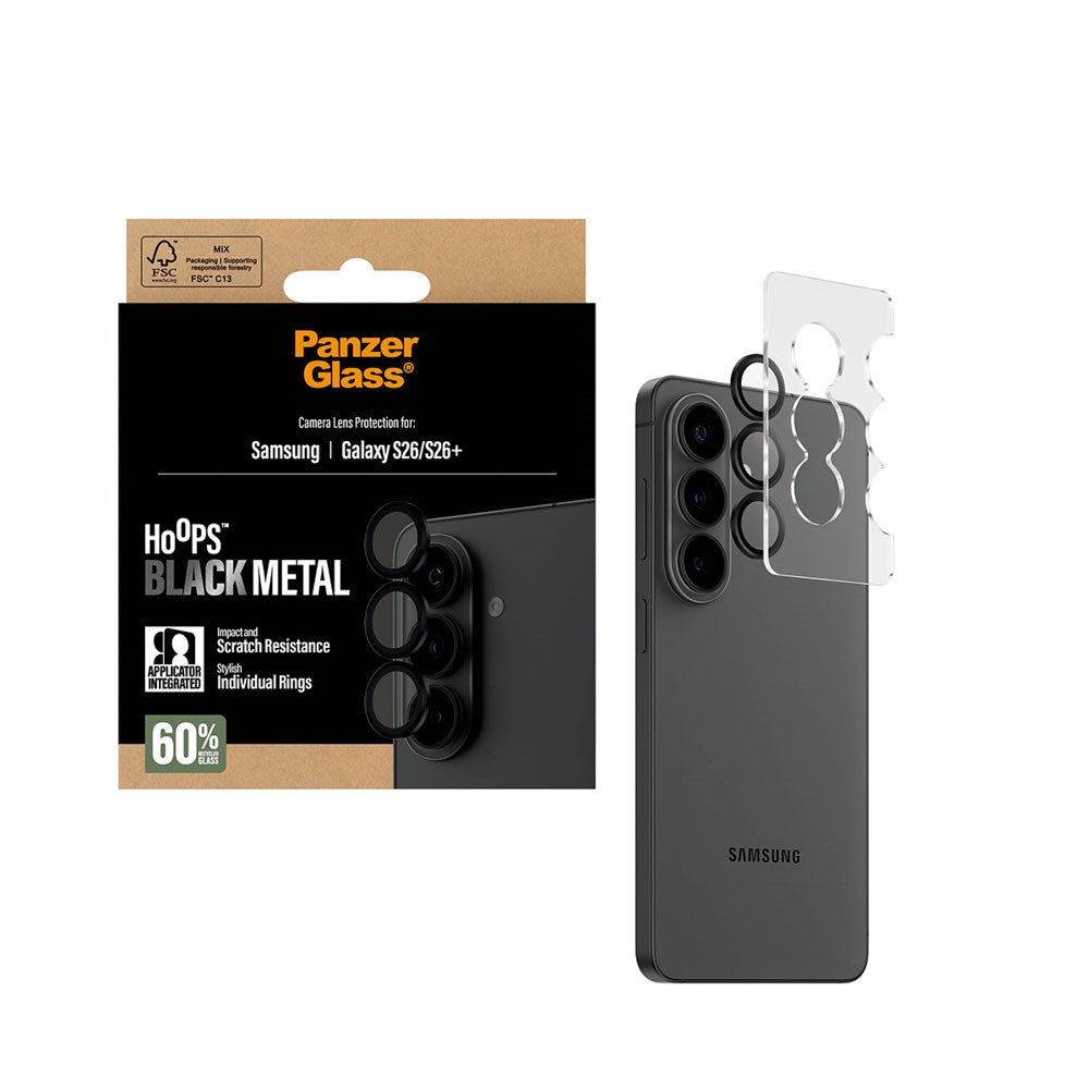 Samsung Galaxy S26 / S26+ (Plus) PanzerGlass Hoops - Camera Protection - Transparent / Black Edge