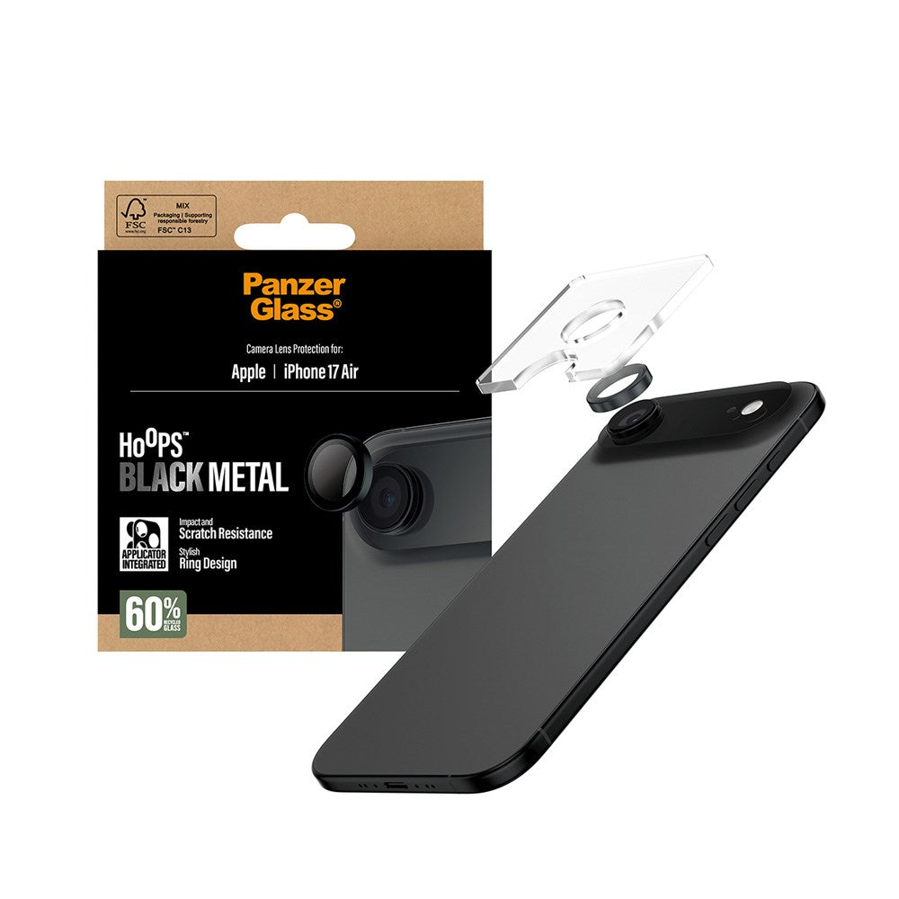 PanzerGlass iPhone Air Hoops Camera Lens Protection with Installation Frame - Black