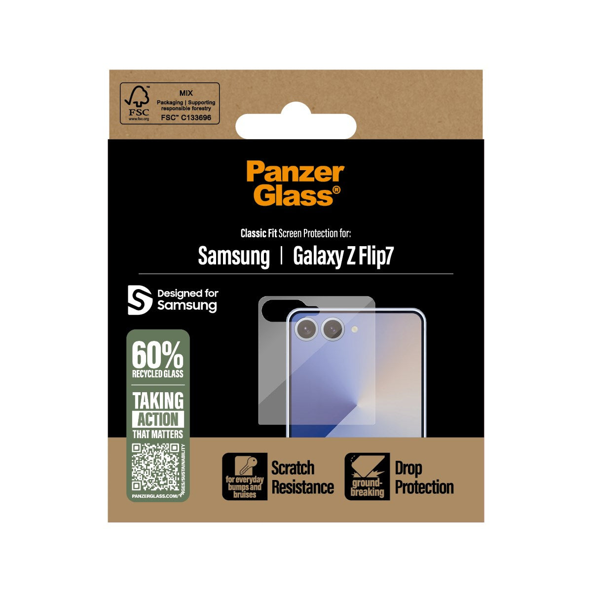 PanzerGlass Samsung Galaxy Z Flip7 Ultra-Wide Fit Screen Protector Glass - Transparent