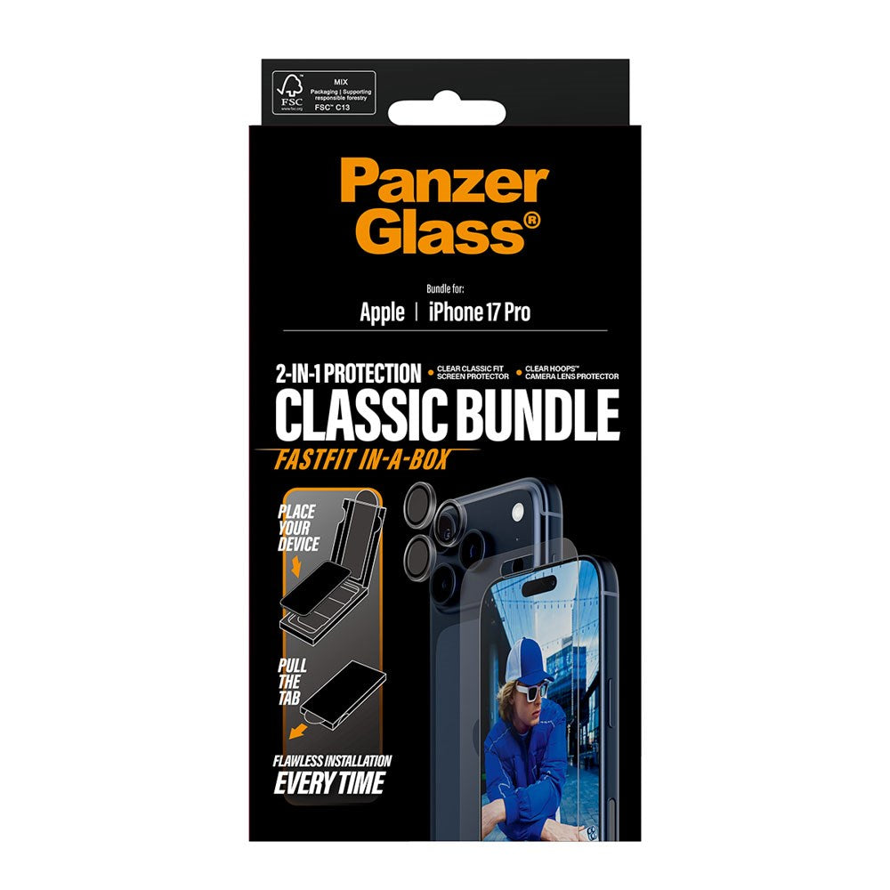 PanzerGlass iPhone 17 Pro 2-in-1 Classic Bundle - Screen Protector + Camera Lens Protector - Transparent