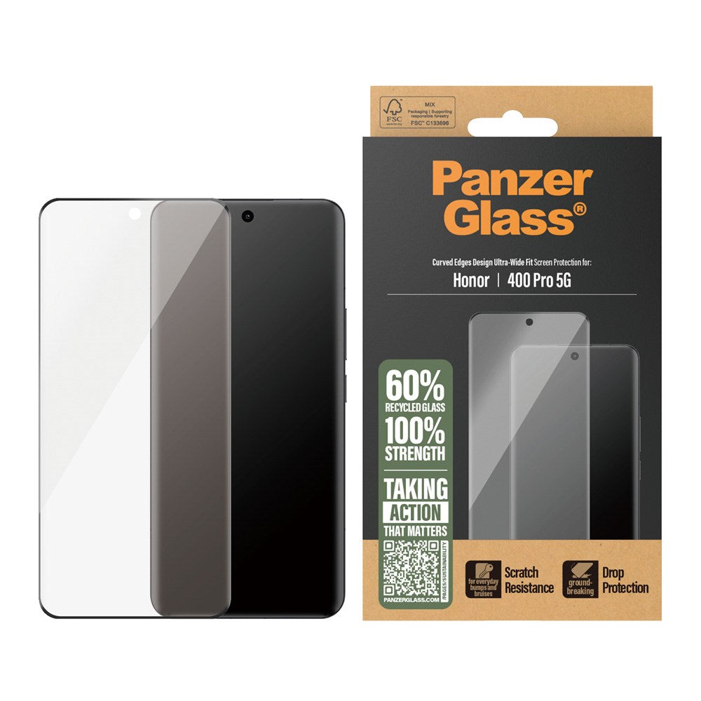 PanzerGlass Honor 400 Pro Ultra-Wide Fit Screen Protection Glass - Transparent / Black Edge