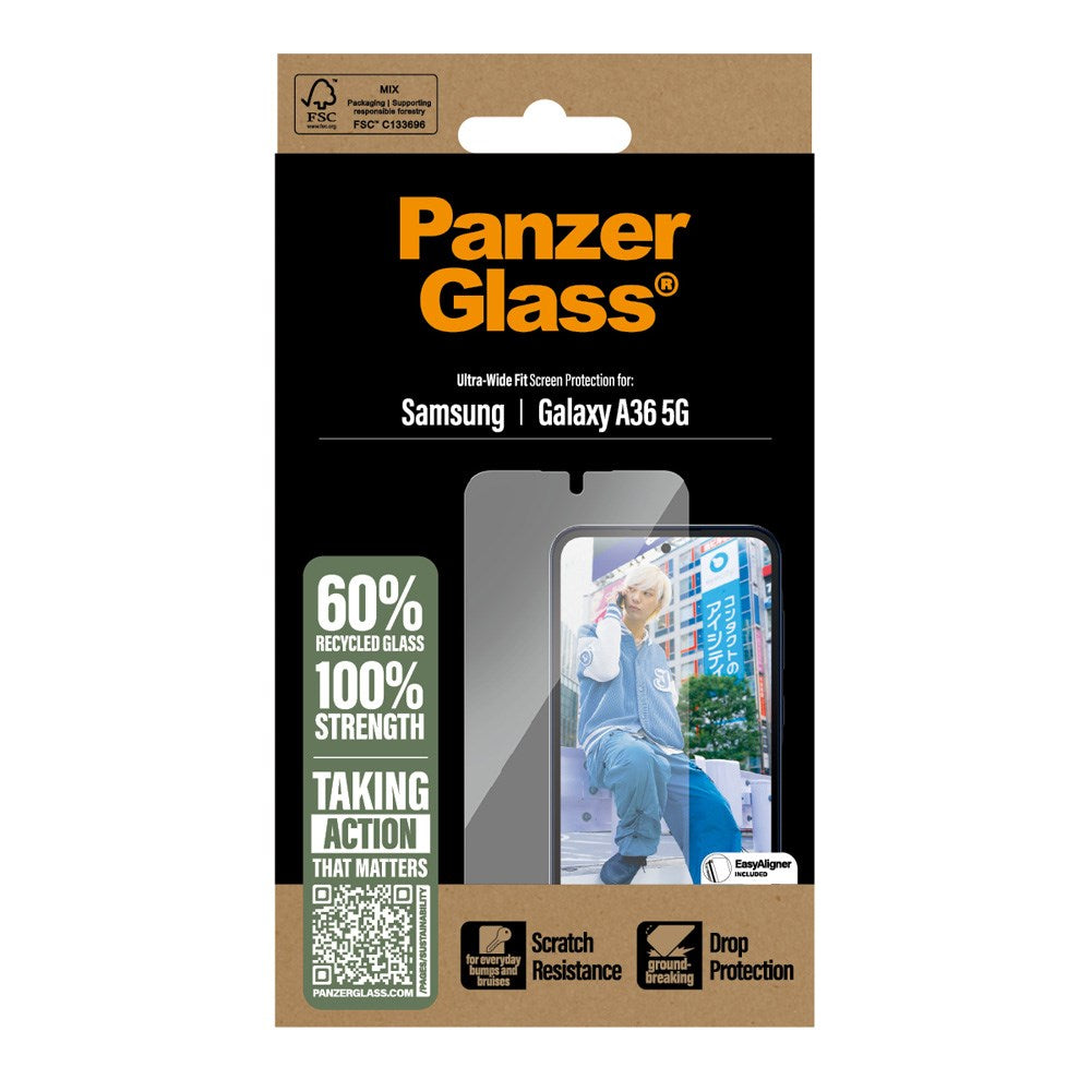 Samsung Galaxy A36 (5G) PanzerGlass Ultra Wide Fit Screen Protector w. EasyAligner - Transparent