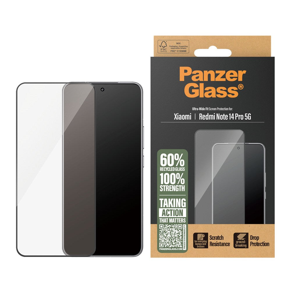 PanzerGlass Xiaomi Redmi Note 14 Pro (5G) Ultra-Wide Fit Screen Protector Glass - Transparent