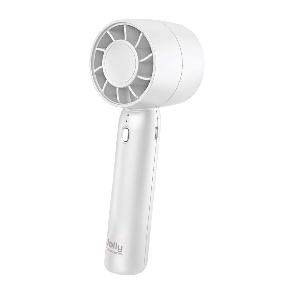 MUSIC HERO Mini Rechargeable Handheld Fan - White