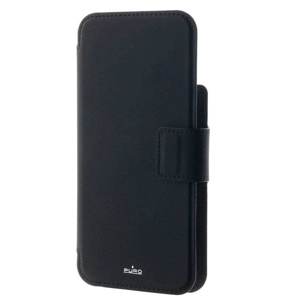 iPhone 12 / 12 Pro / 13 / 14 / 15 Puro Folio Flip Case with Card Holder - MagSafe Compatible - Black