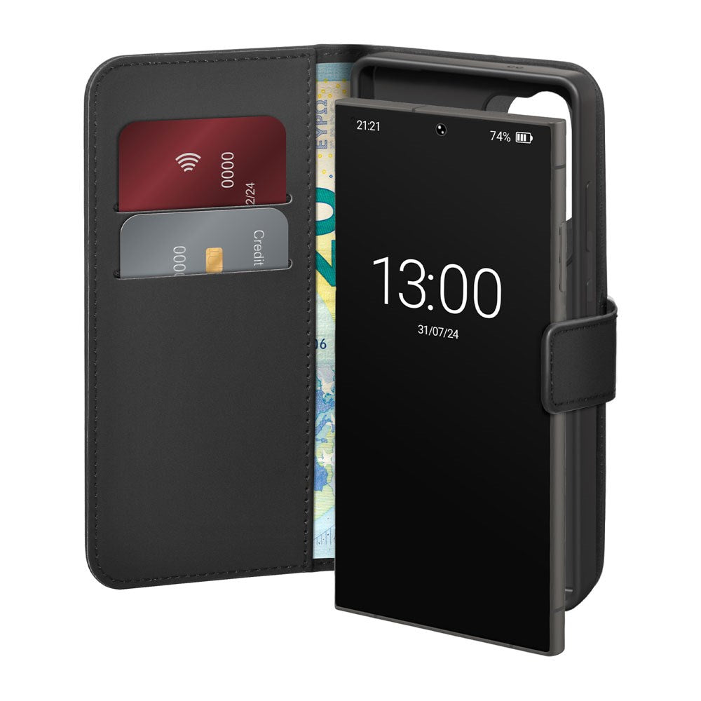 Samsung Galaxy S26 Ultra PURO Eco-Leather Flip Case with Card Holder & Stand Function - Black