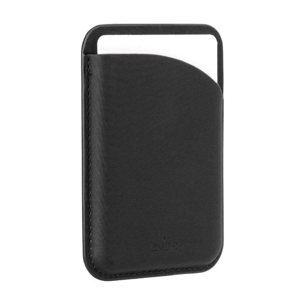 Puro Mag Wallet Vegan Leather Card Holder for Mobile Phone - MagSafe Compatible - Black