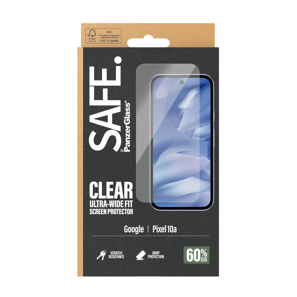 Google Pixel 10a SAFE by PanzerGlass Ultra-Wide Fit Screen Protector Glass - Transparent