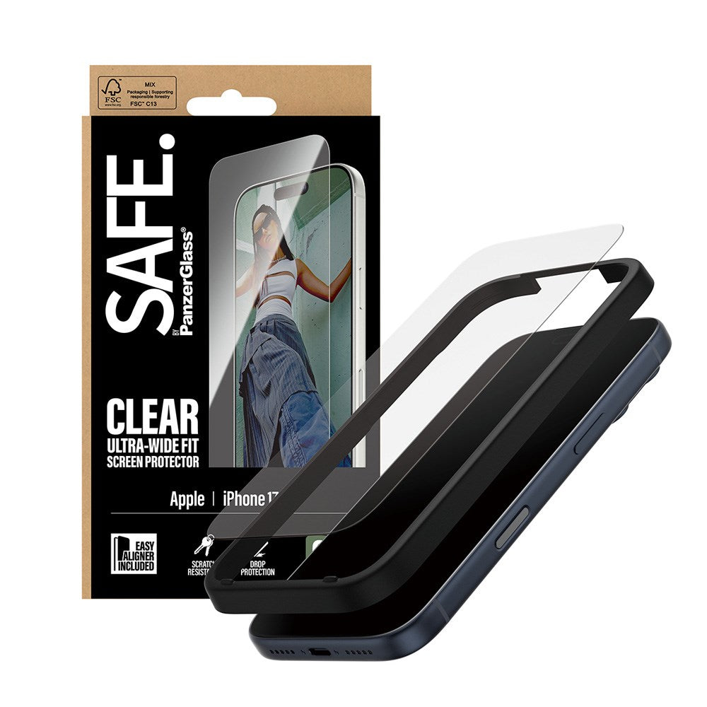 SAFE by PanzerGlass iPhone 17 Pro Ultra-Wide Fit Screen Protector Glass - Transparent