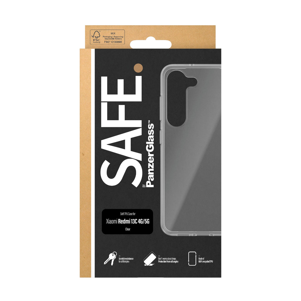 Xiaomi Redmi 13C (4G / 5G) Safe By PanzerGlass® Flexible Plastic Case - Transparent