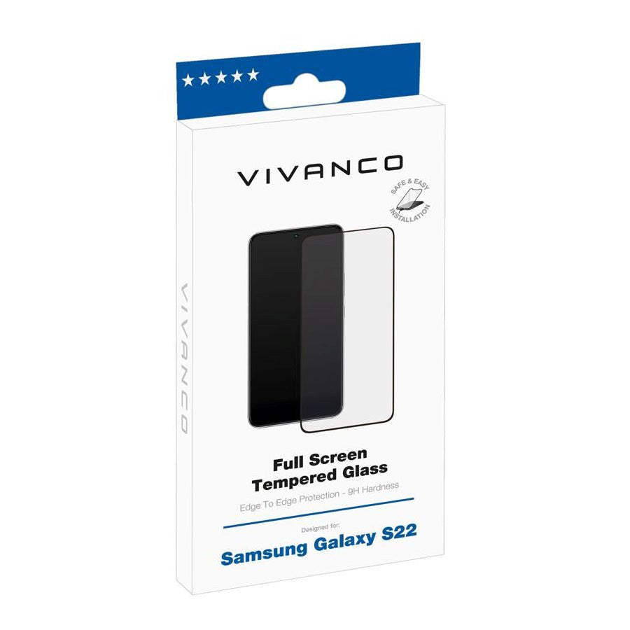 Samsung Galaxy S22 Vivanco Hardened Glass - Case Friendly - Screen Protection - Transparent w. Black Edge