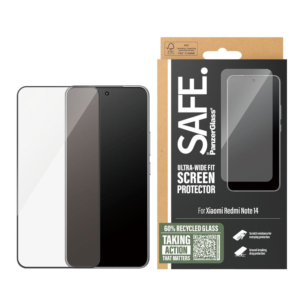 SAFE by PanzerGlass Xiaomi Redmi Note 14 (4G) Ultra-Wide Fit Screen Protector Glass - Transparent