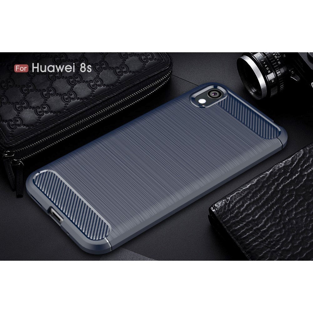 Huawei Y5 (2019) Carbon Fibre Flexible Plastic Case - Dark Blue