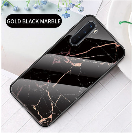 OnePlus North Flexible Hybrid Plastic Marble Case - Black / Gold