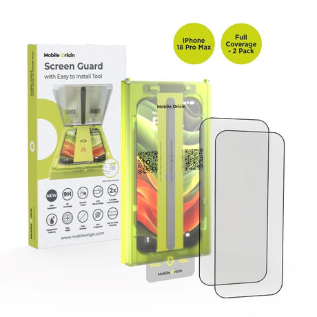 iPhone 18 Pro Max / 17 Pro Max Mobile Origin Screen Guard Screen Protector Glass with Easy Applicator - 2 Pcs.- Transparent