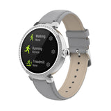 Denver SWC-342 Bluetooth Smartwatch with Health & Fitness Tracker - Faux Leather Strap - Silver