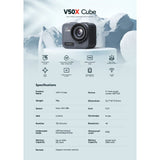 AKASO V50 X Cube Waterproof Action Camera with 4K 30FPS Ultra HD 20MP - Black