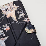 Trunk Universal Flip Case (24.5 x 17.5 x 1 cm) - Black Flower
