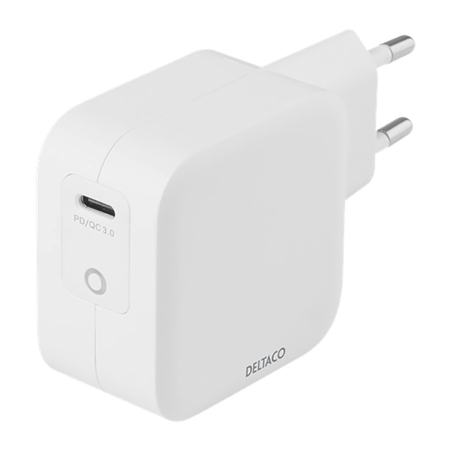 Deltaco PD 61W Wall charger w. USB-C - White