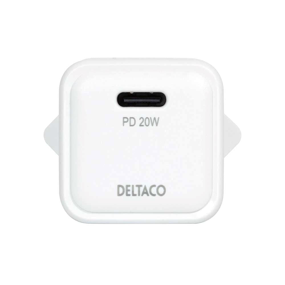 Deltaco PD 20W Mini Wall Charger w. USB-C - White