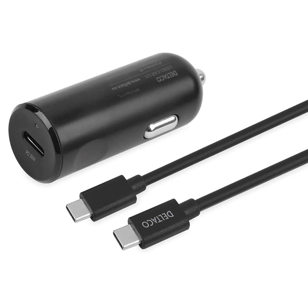 Deltaco Car Charger PD (Power Delivery) 20W incl. USB-C Cable - Black