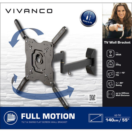 Vivanco TV Wall Mount with Pull-Out - 35 kg / 55" - Black