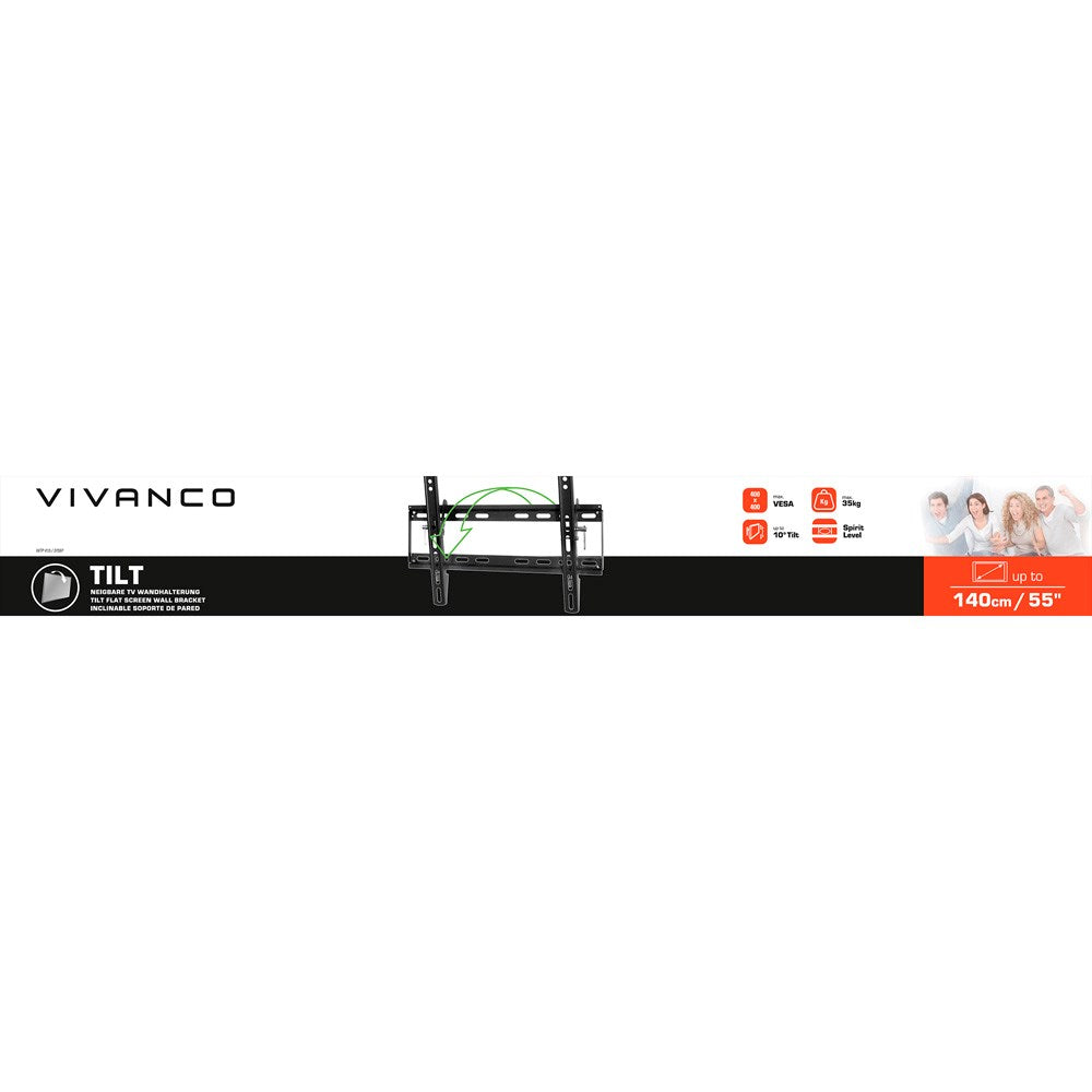 Vivanco TV Wall Mount - Tilt Function - 45kg / 55" - Black