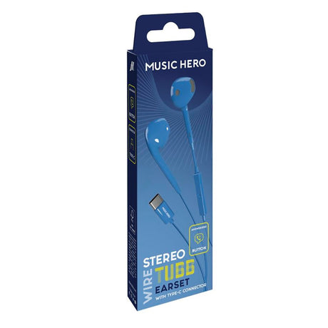 MUSIC HERO Tubb Stereo In-Ear Headphones with USB-C & Microphone - Blue